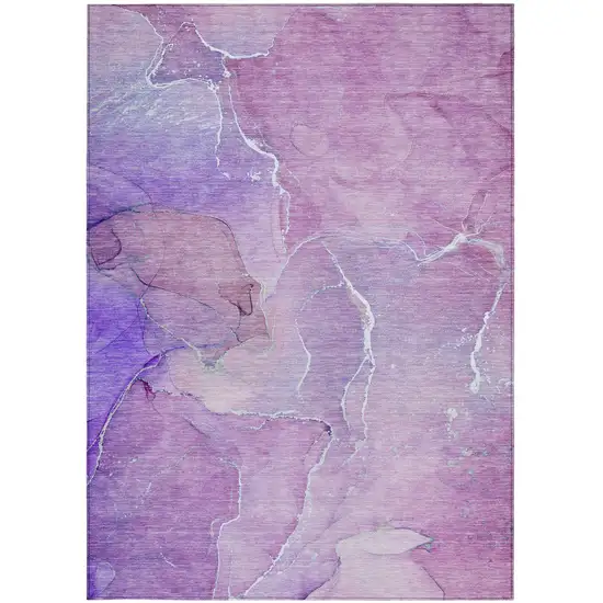 3' X 5' Purple Abstract Washable Non Skid Indoor Outdoor Area Rug Photo 7