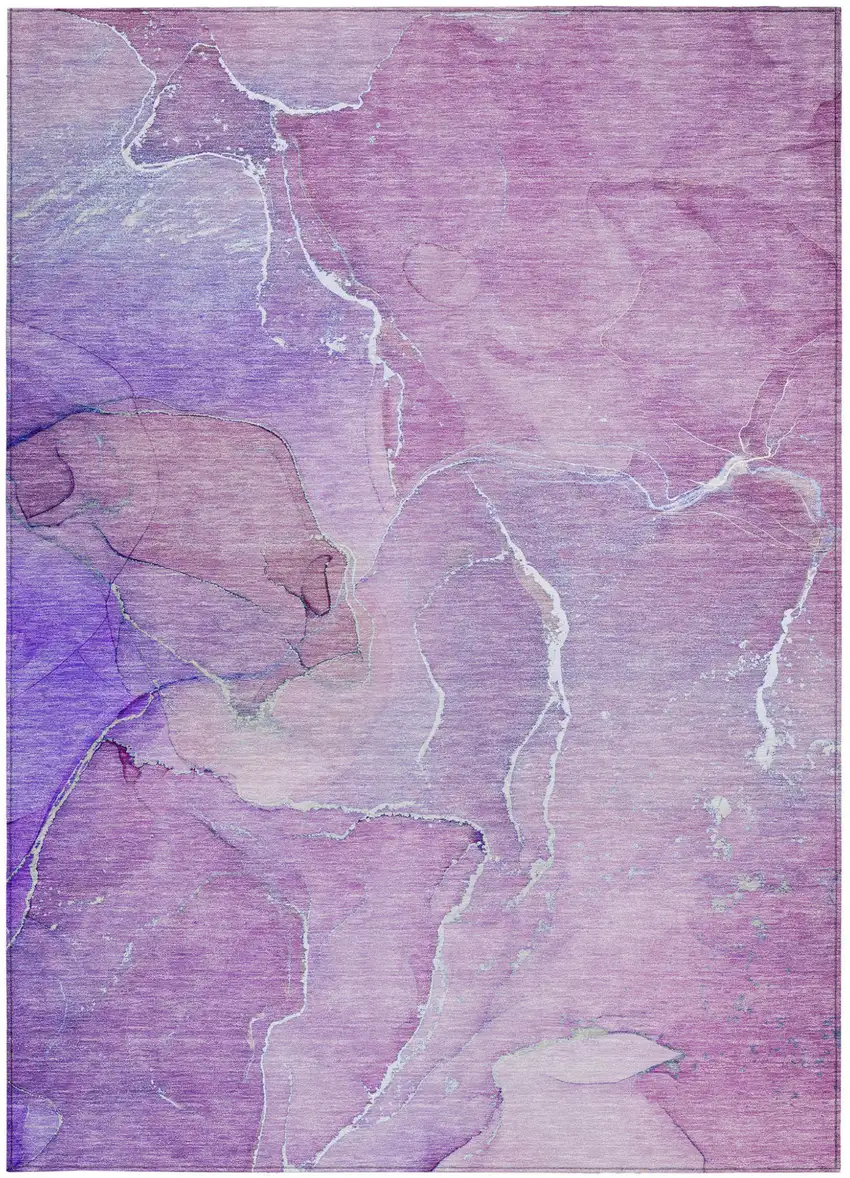 3' X 5' Purple Abstract Washable Non Skid Indoor Outdoor Area Rug Photo 7