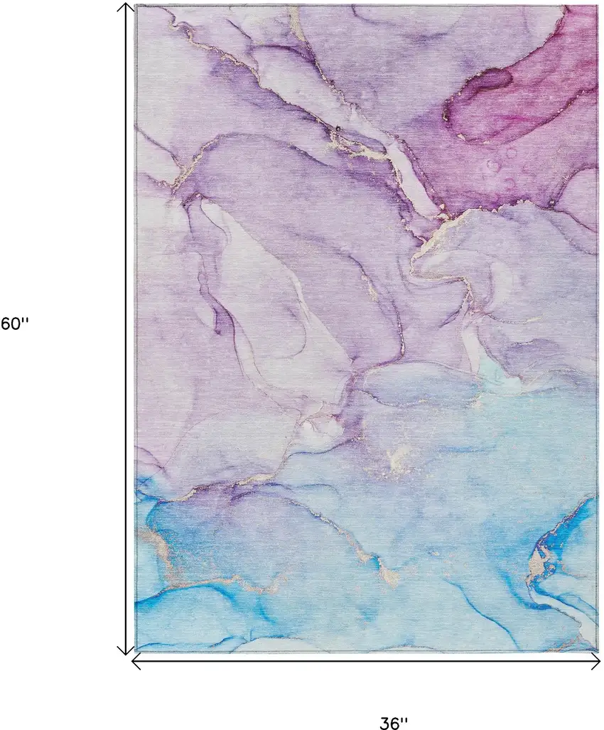 Purple Abstract Washable Non Skid Indoor Outdoor Area Rug Photo 3