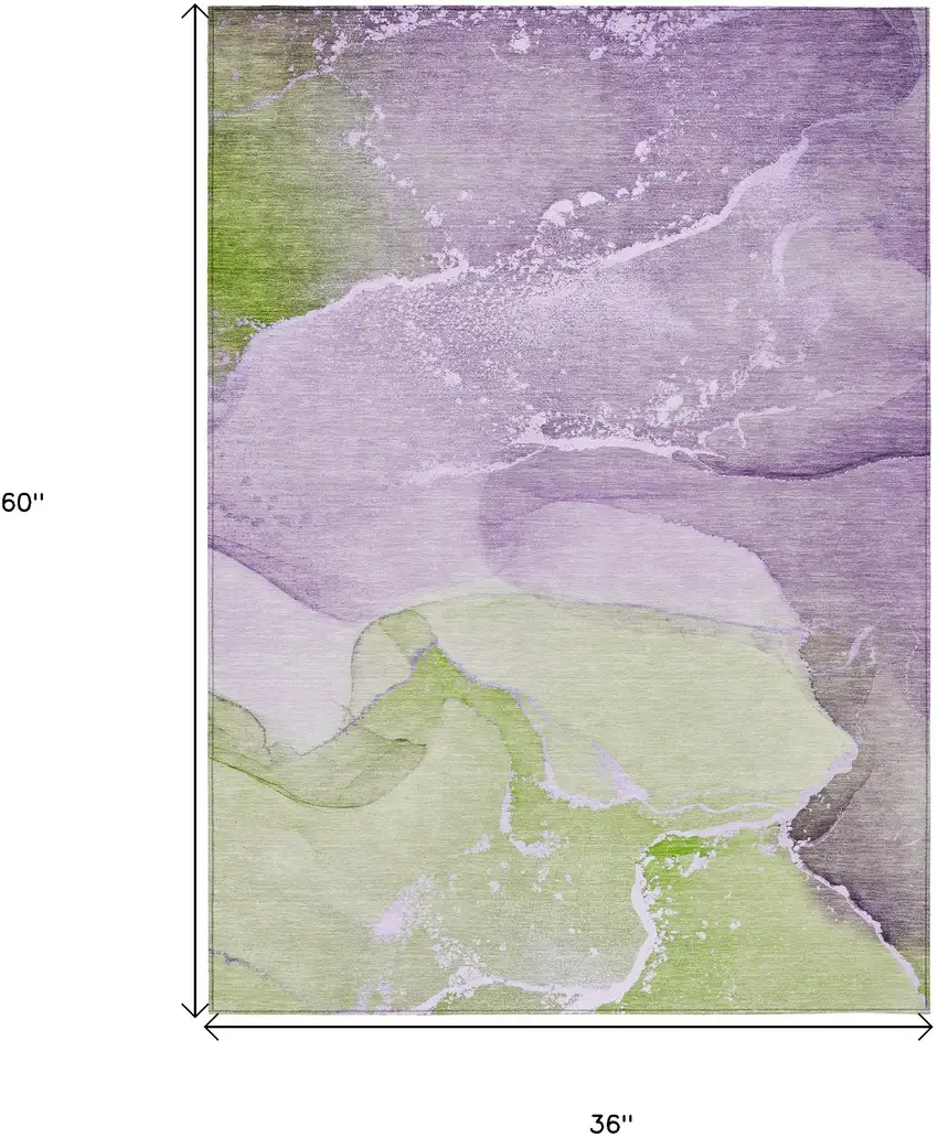 3' X 5' Purple Abstract Washable Non Skid Indoor Outdoor Area Rug Photo 3