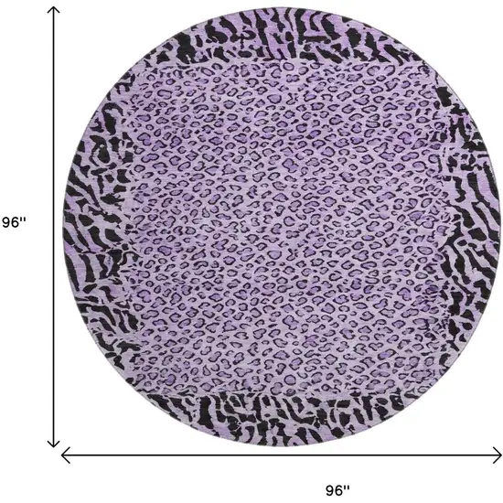 8' X 8' Purple And Black Animal Print Washable Round Rug With UV Protection Photo 9