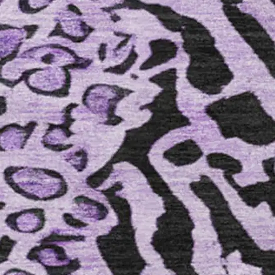 8' X 8' Purple And Black Animal Print Washable Round Rug With UV Protection Photo 2