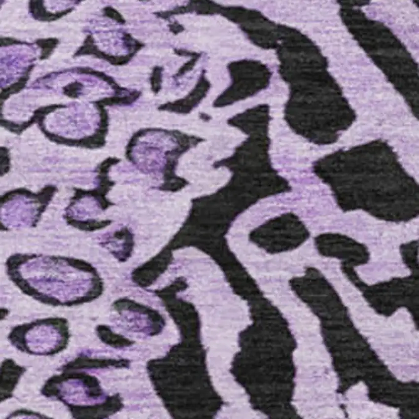 8' X 8' Purple And Black Animal Print Washable Round Rug With UV Protection Photo 2