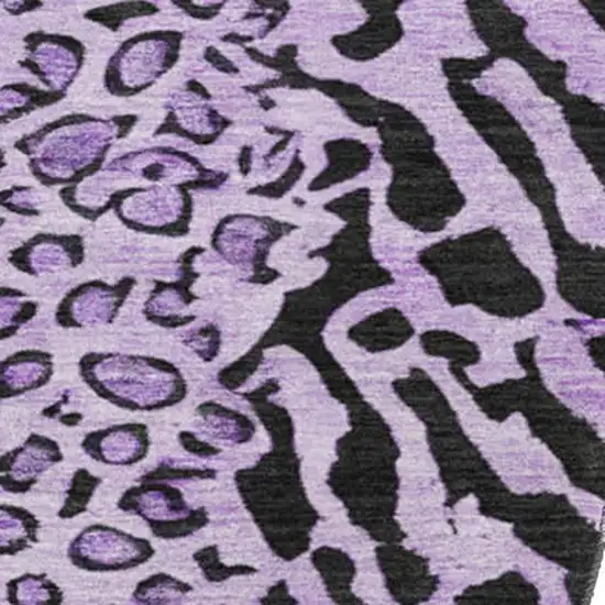8' X 8' Purple And Black Animal Print Washable Round Rug With UV Protection Photo 3