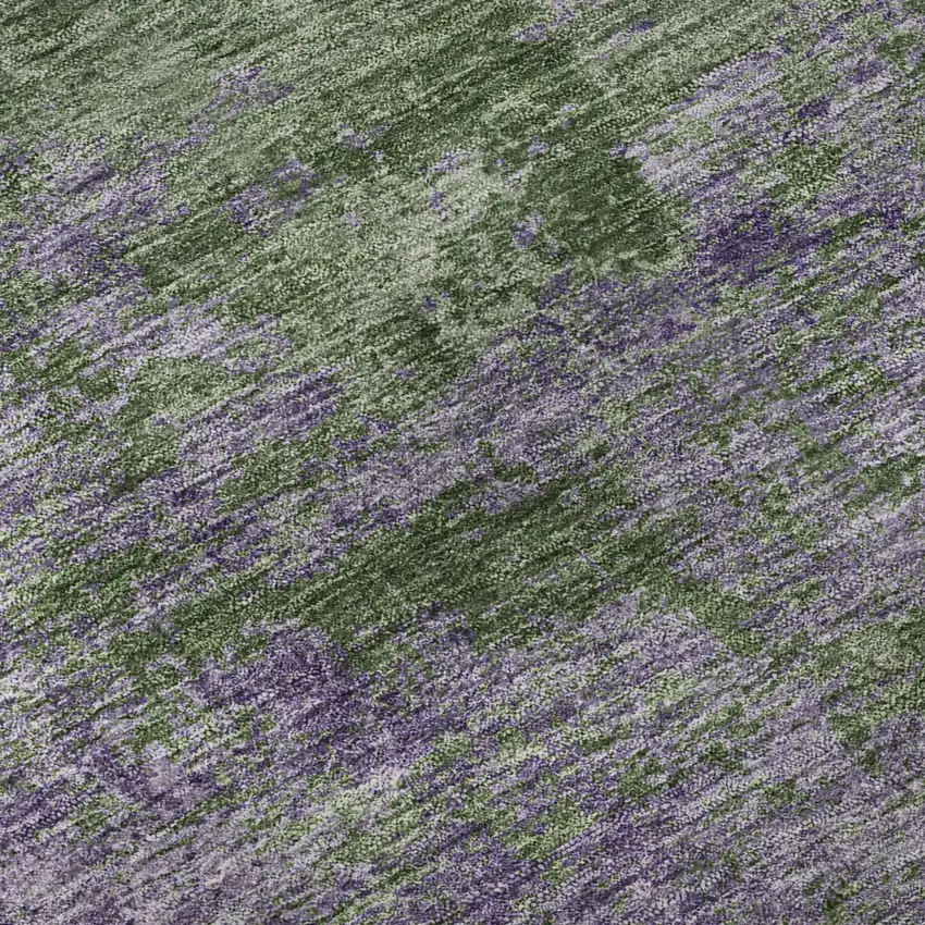 8' X 8' Purple And Green Abstract Washable Round Rug With UV Protection Photo 8