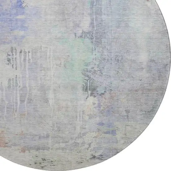 8' X 8' Purple Blue And Gray Abstract Washable Round Rug With UV Protection Photo 2