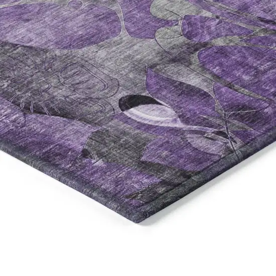 Purple Abstract Washable Indoor Outdoor Area Rug Photo 6