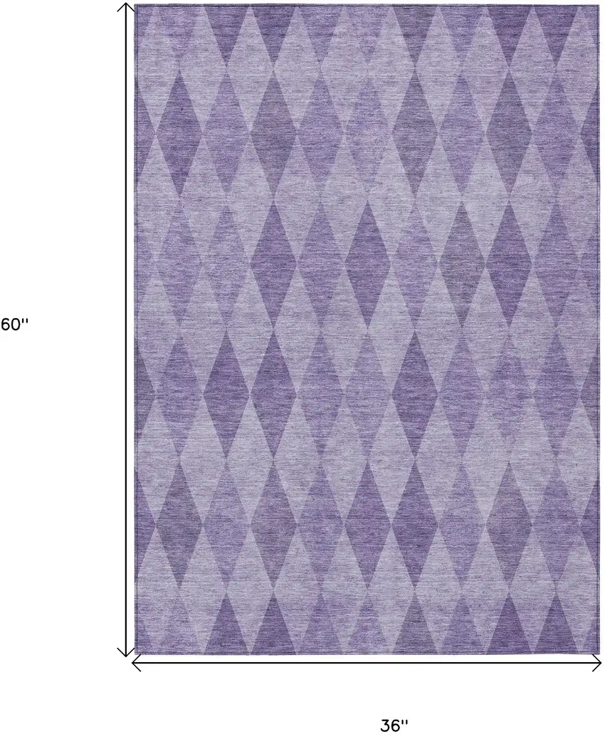 Purple Geometric Washable Non Skid Indoor Outdoor Area Rug Photo 3