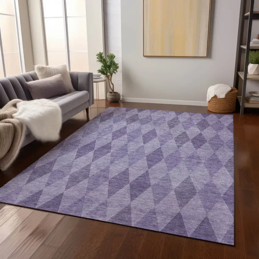Purple Geometric Washable Non Skid Indoor Outdoor Area Rug Photo 9