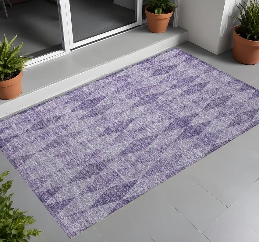 3' X 5' Purple Geometric Washable Non Skid Indoor Outdoor Area Rug Photo 1