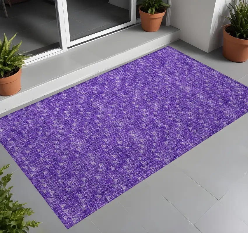 Purple Geometric Washable Non Skid Indoor Outdoor Area Rug Photo 1