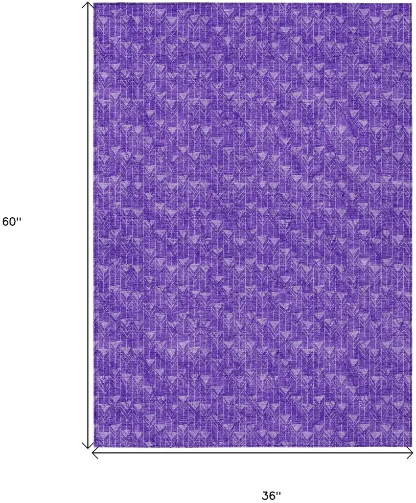3' X 5' Purple Geometric Washable Non Skid Indoor Outdoor Area Rug Photo 3