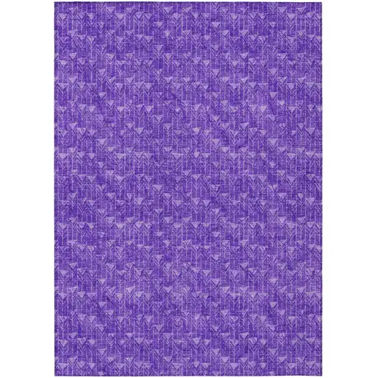 Purple Geometric Washable Non Skid Indoor Outdoor Area Rug Photo 2