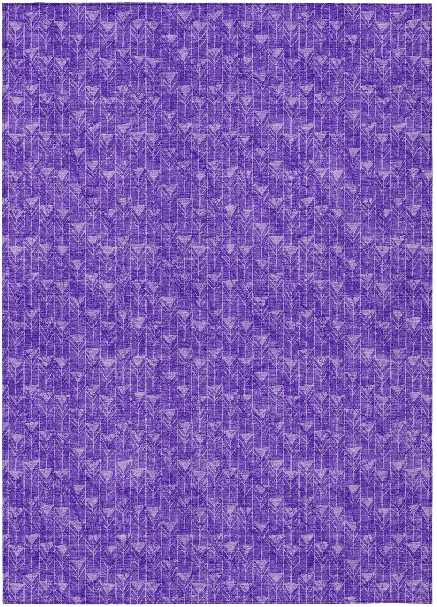 Purple Geometric Washable Non Skid Indoor Outdoor Area Rug Photo 2