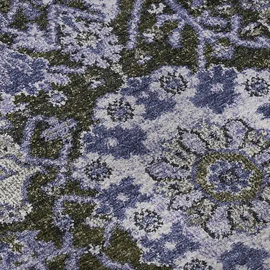 8' X 8' Purple Gray And Silver Damask Washable Round Rug With UV Protection Photo 8