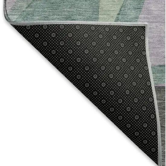 8' X 8' Purple Ivory And Teal Geometric Washable Round Rug With UV Protection Photo 5