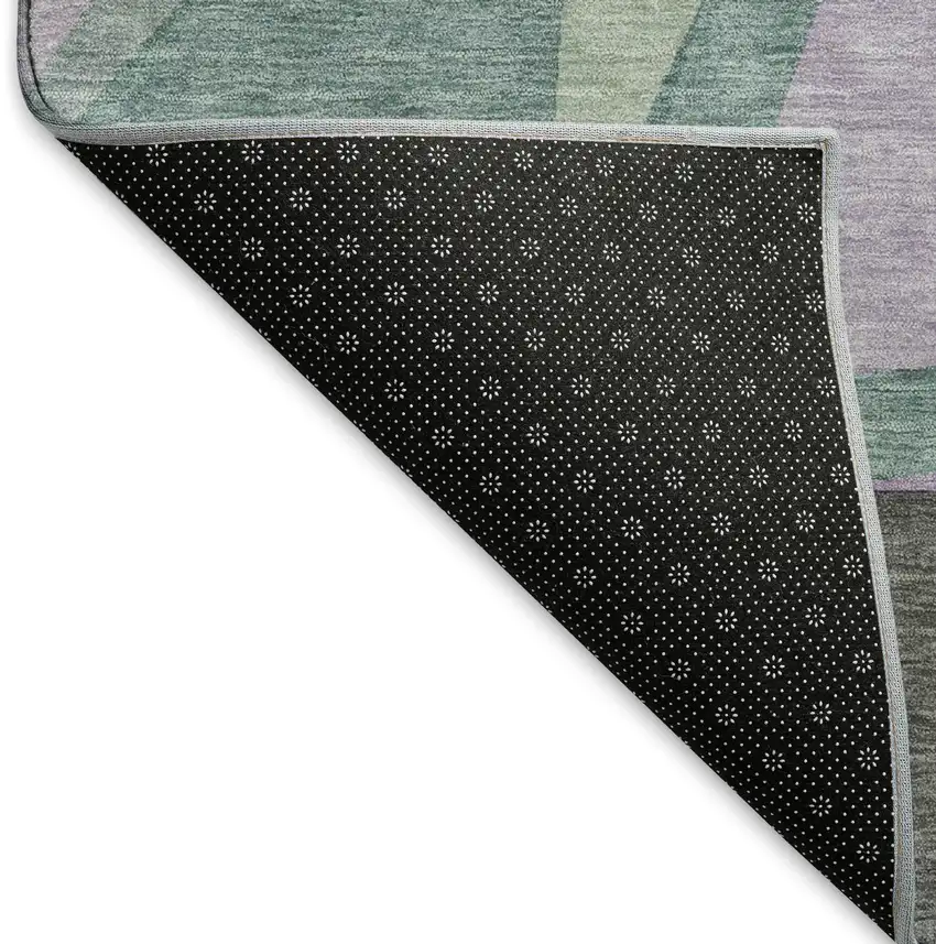 8' X 8' Purple Ivory And Teal Geometric Washable Round Rug With UV Protection Photo 5