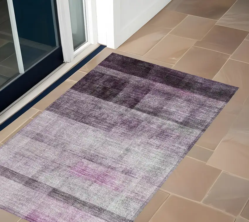 Purple Ombre Washable Non Skid Indoor Outdoor Area Rug Photo 1