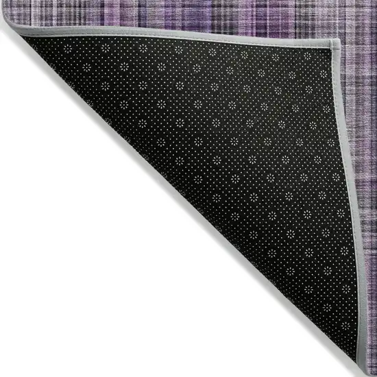 Purple and Gray Plaid Washable Non Skid Indoor Outdoor Area Rug Photo 5