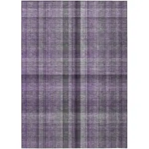 Photo of 3' X 5' Purple Plaid Washable Non Skid Indoor Outdoor Area Rug