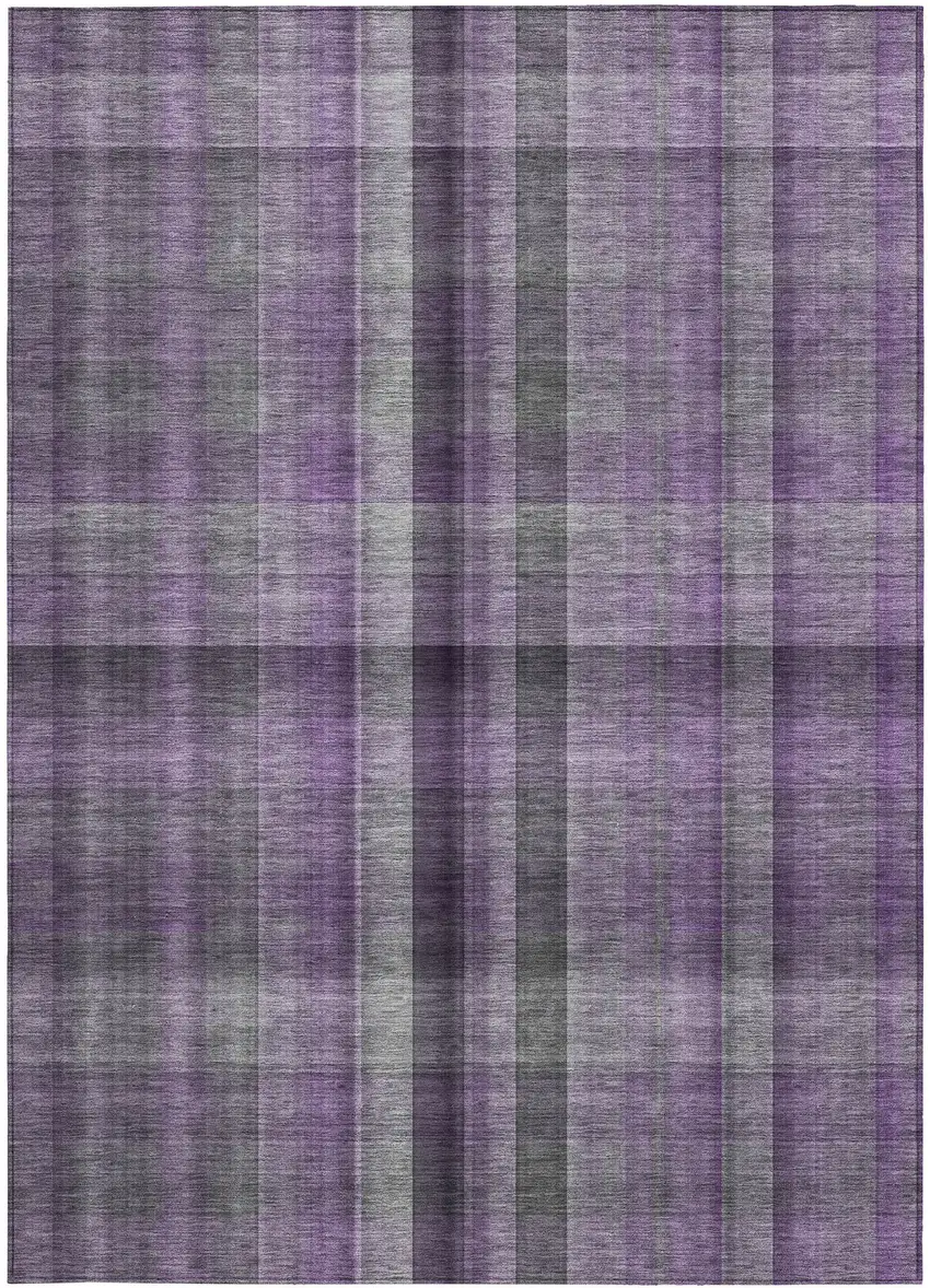 3' X 5' Purple Plaid Washable Non Skid Indoor Outdoor Area Rug Photo 5