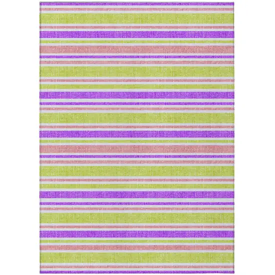 3' X 5' Purple Striped Washable Non Skid Indoor Outdoor Area Rug Photo 2