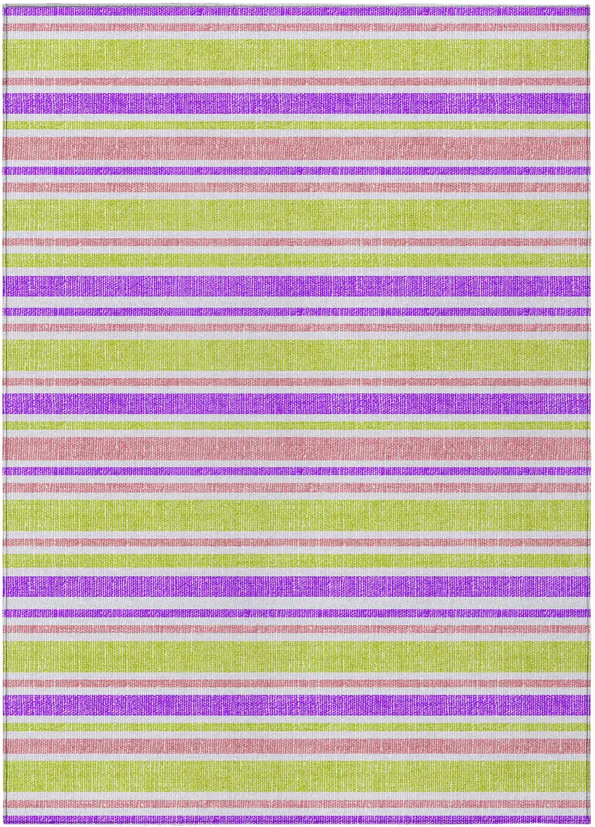 3' X 5' Purple Striped Washable Non Skid Indoor Outdoor Area Rug Photo 2