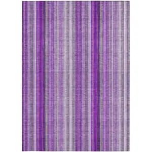 Photo of 3' X 4' Purple Striped Washable Non Skid Indoor Outdoor Area Rug