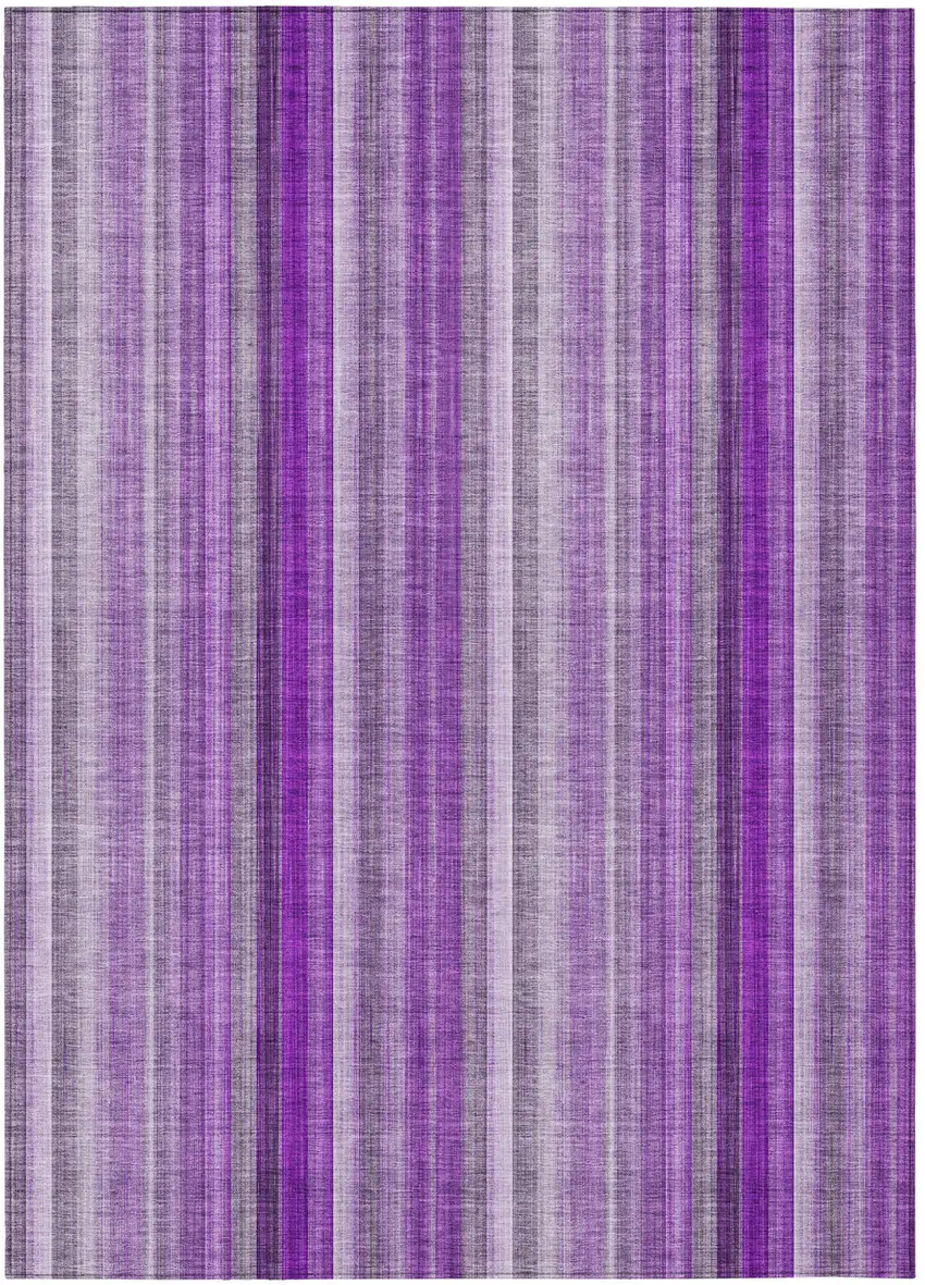 Purple Striped Washable Non Skid Indoor Outdoor Area Rug Photo 2