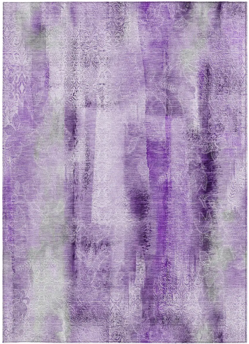 3' X 4' Purple Washable Non Skid Indoor Outdoor Area Rug Photo 5