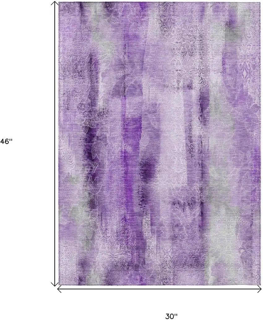 3' X 4' Purple Washable Non Skid Indoor Outdoor Area Rug Photo 3