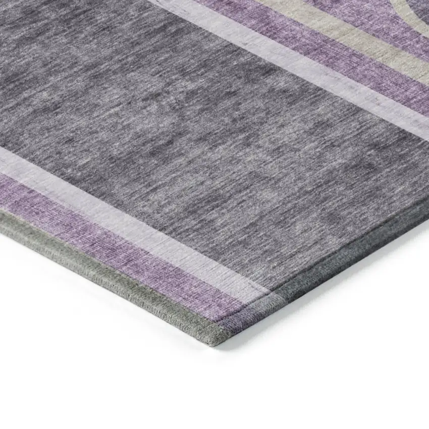 Purple and Black Abstract Washable Indoor Outdoor Area Rug Photo 5