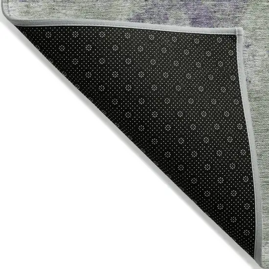 Purple and Green Abstract Washable Non Skid Indoor Outdoor Area Rug Photo 5
