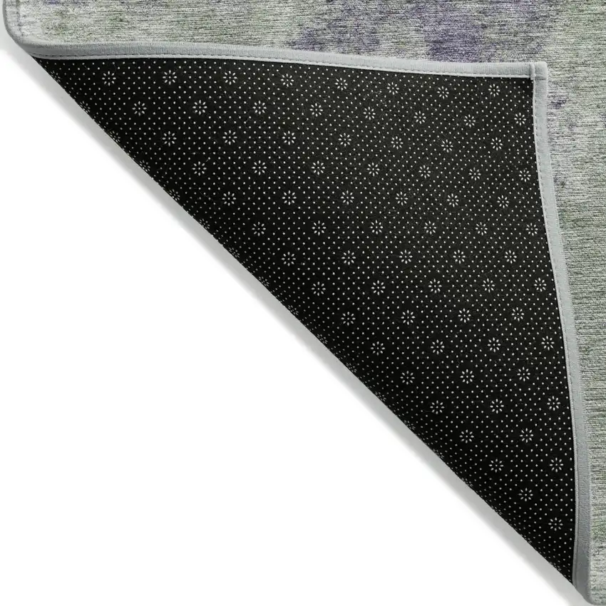 Purple and Green Abstract Washable Non Skid Indoor Outdoor Area Rug Photo 5