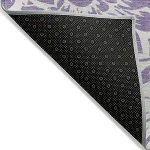 Photo of 3' X 4' Purple and Ivory Floral Washable Non Skid Indoor Outdoor Area Rug