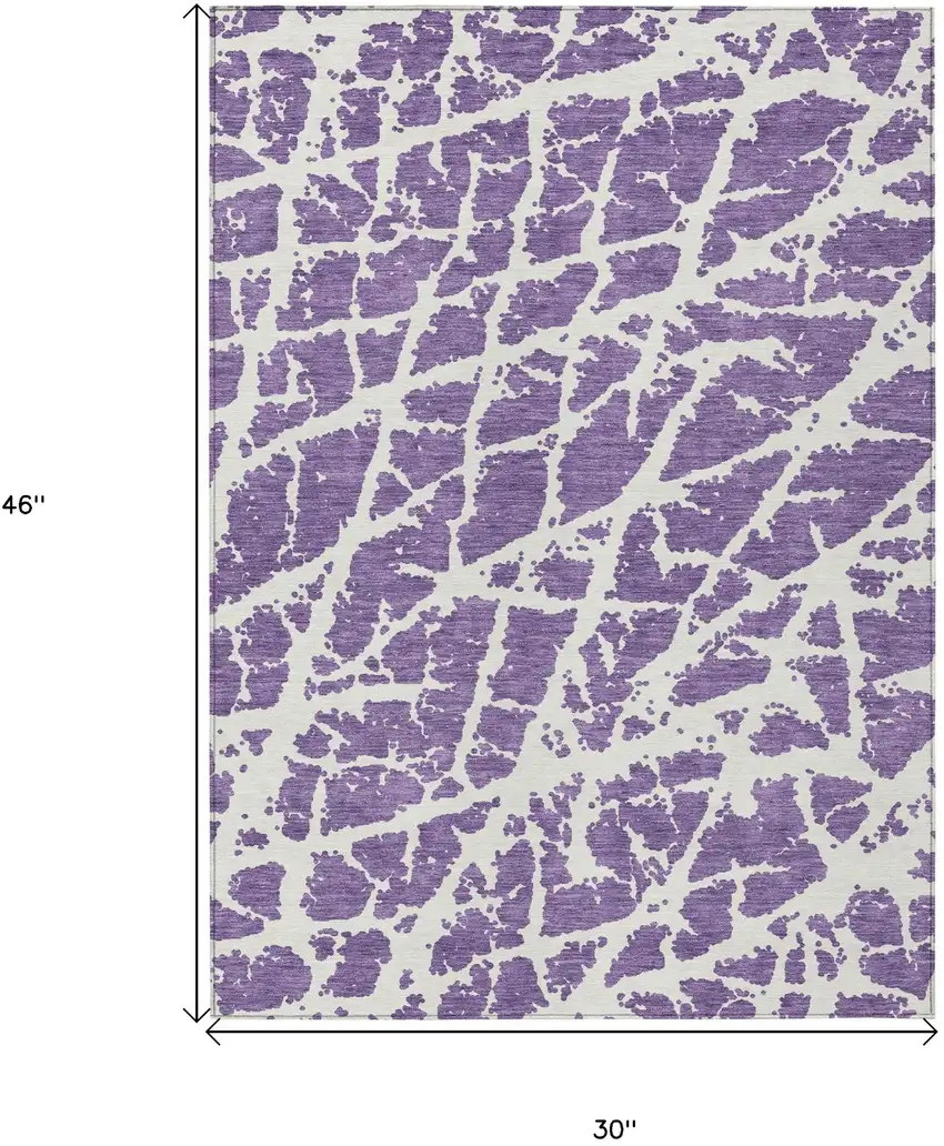 Purple and White Abstract Washable Non Skid Indoor Outdoor Area Rug Photo 3