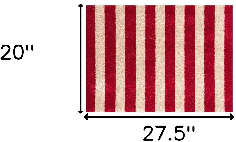 2' X 3' Red And Sand Striped Tufted Washable Non Skid Area Rug Photo 5