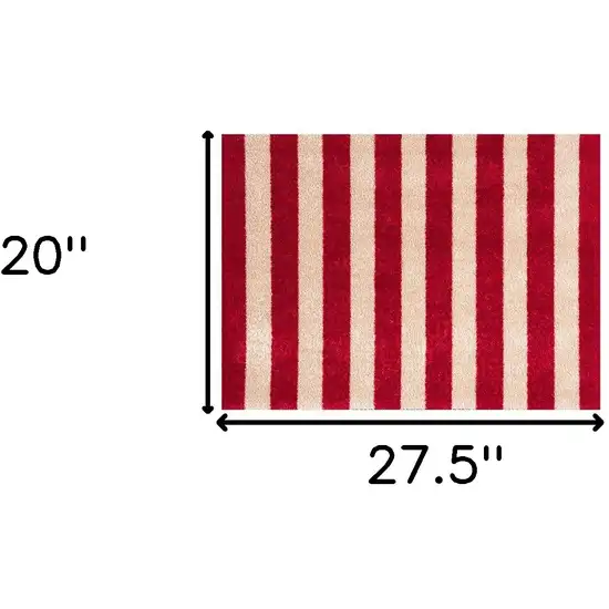 2' X 3' Red And Sand Striped Tufted Washable Non Skid Area Rug Photo 5