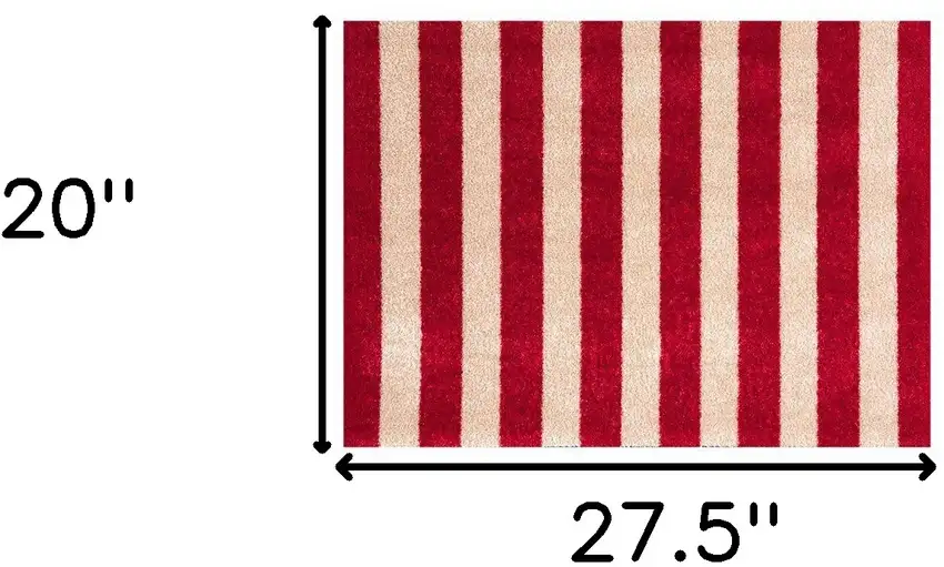 2' X 3' Red And Sand Striped Tufted Washable Non Skid Area Rug Photo 5