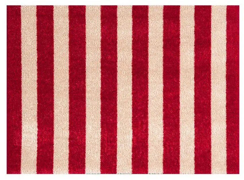 2' X 3' Red And Sand Striped Tufted Washable Non Skid Area Rug Photo 1