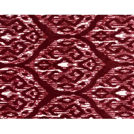 2' X 3' Red And White Ikat Tufted Washable Non Skid Area Rug Photo 1
