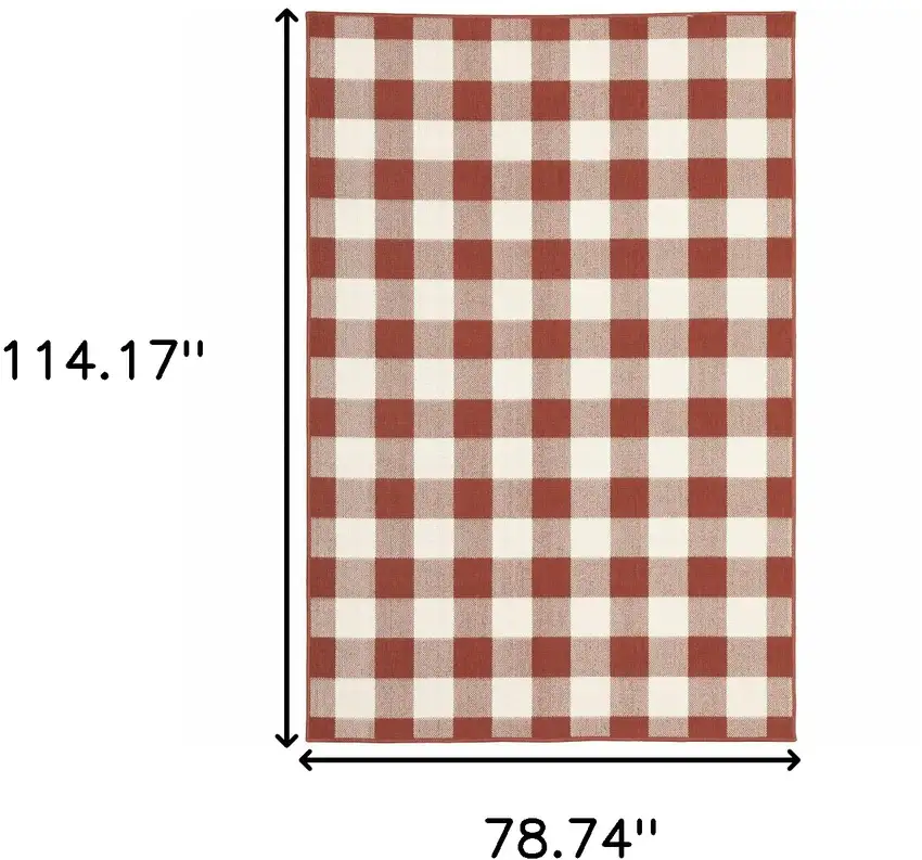 Red and Ivory Geometric Stain Resistant Indoor Outdoor Area Rug Photo 7