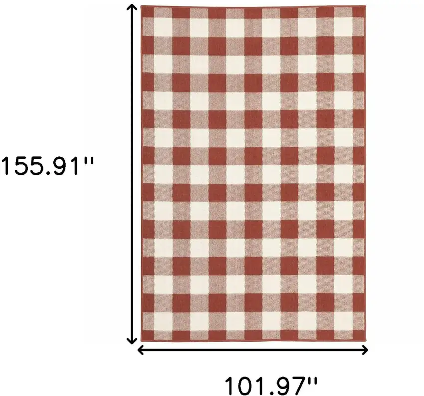 Red and Ivory Geometric Stain Resistant Indoor Outdoor Area Rug Photo 7