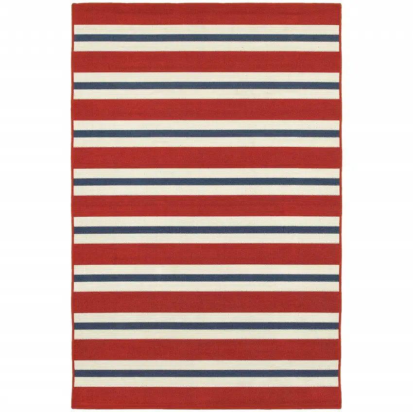 6' X 9' Red Geometric Stain Resistant Indoor Outdoor Area Rug Photo 1