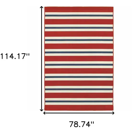 Red and Ivory Geometric Stain Resistant Indoor Outdoor Area Rug Photo 3