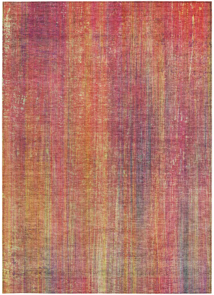 Red and Orange Striped Washable Non Skid Indoor Outdoor Area Rug Photo 4