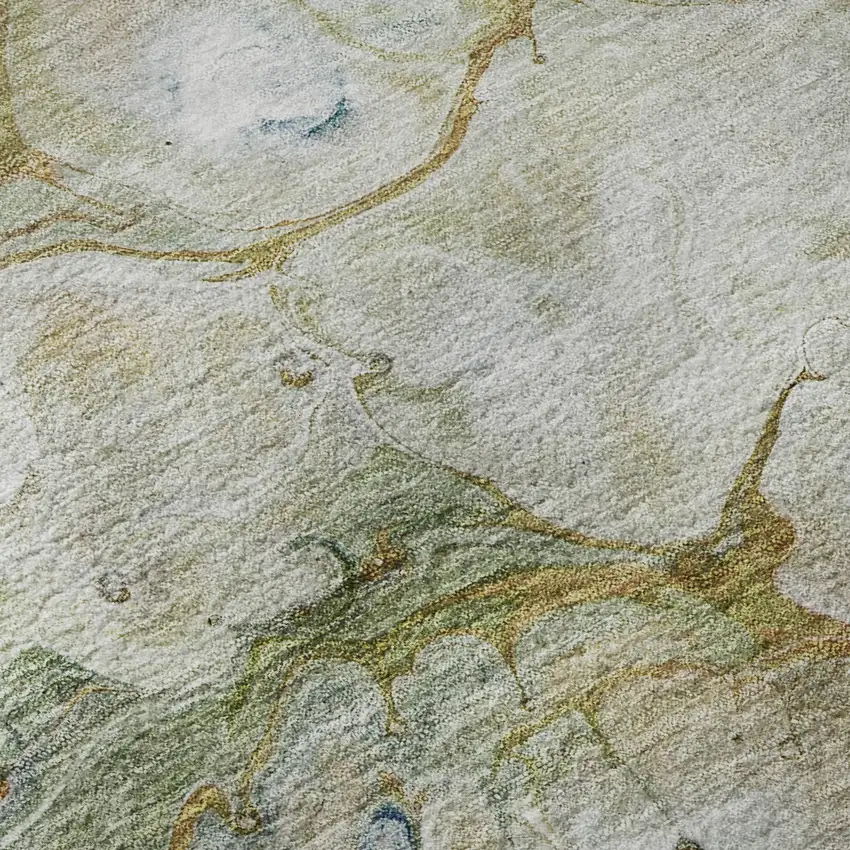 8' X 8' Rust Teal And Gray Abstract Washable Round Rug With UV Protection Photo 9