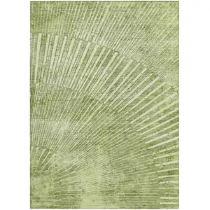 Photo of 3' X 5' Sage Abstract Washable Non Skid Indoor Outdoor Area Rug
