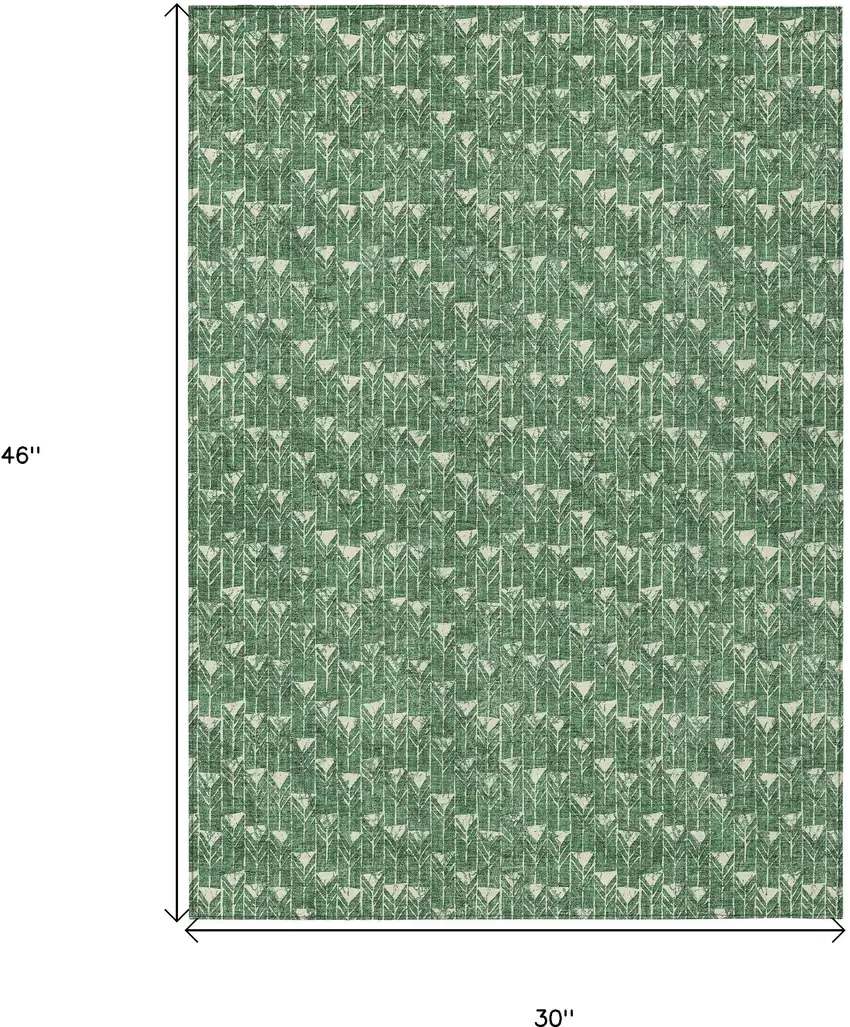 3' X 4' Sage Geometric Washable Non Skid Indoor Outdoor Area Rug Photo 3