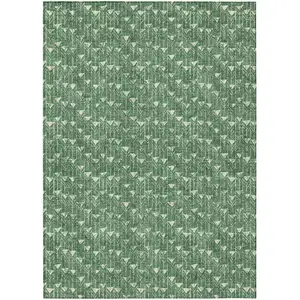 Photo of 3' X 5' Sage Geometric Washable Non Skid Indoor Outdoor Area Rug